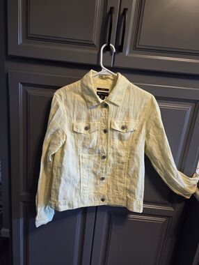 Jones Of New York Linen Yellow Jacket Size Small